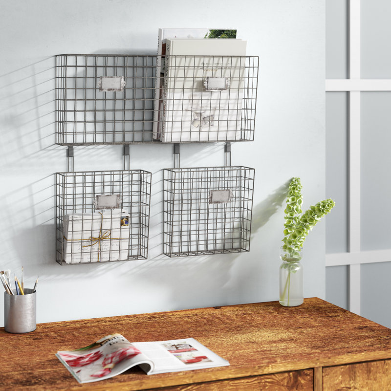 Gracie Oaks Omro Wall Storage Organizer with Wall Baskets & Reviews